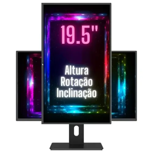Monitor 3green 19.5" LED, Widescreen, 75H, 2Ms, Hd+, HDMI, Vesa, Ajuste De Altura, Rotaçã