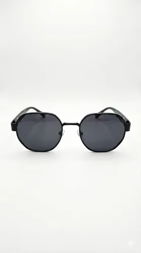 Óculos de Sol Hexagonal Preto Retro | Unissex Tendência 2026 | Novo