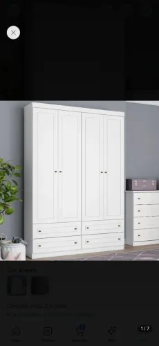 Guarda-roupa 4 Portas 4 Gavetas Americano Henn Branco