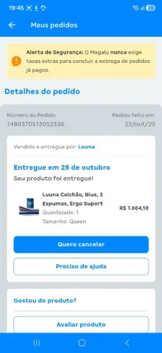 Cama Queen Lunna, 3 espumas, Ergo suporte. com pillow top incluso