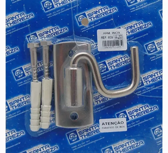 1 Gancho para Rede de Sobrepor 225Kg Aço Inox Polido 1 Unidade - 609 - Santa Thereza