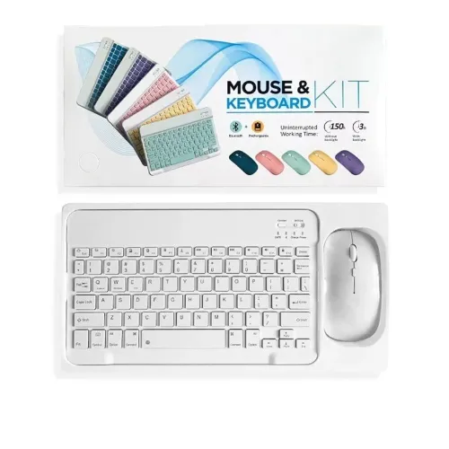 Kit Teclado e Mouse Sem Fio Bluetooth 5.2 Compatível com Diversos Dispositivos