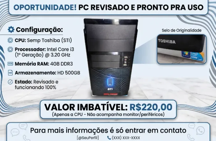 ? PC BARATO - PRONTO PARA USO! Ótimo Custo-Benefício! ?
