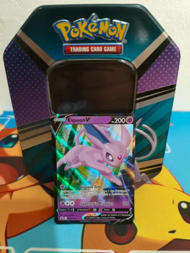 Lata - Heróis V - Espeon-V. Lata Vazia Mais Carta Espeon-V (SWSH201/71) Pokemon TCG