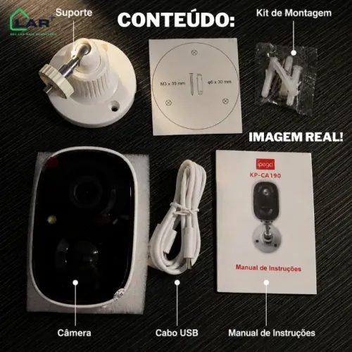 NA CAIXA (NOVO) - Câmera de Segurança Wi-Fi Sem Fio Full HD Bateria Ipega KP-CA190