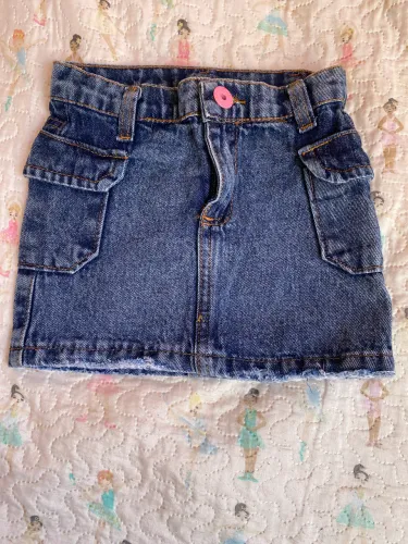 Saia jeans cargo infantil - tam 6 anos
