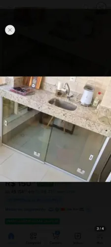 Kit fechamento de pia vidro temperado