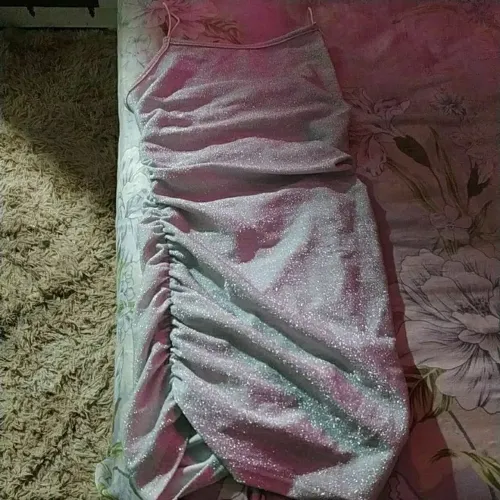 Vestido feminino verão prateado Shein semi novo brechó desapego outlet Tam PP 34