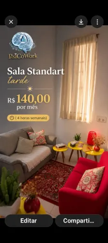 Aluguel de salas para consultórios de profissionais de saúde mental por turnos ou horas