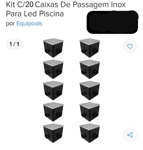 Kit C/20 caixas de passagem inox para led piscina