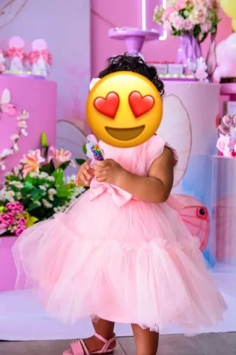 Vestido rosa de tule infantil 