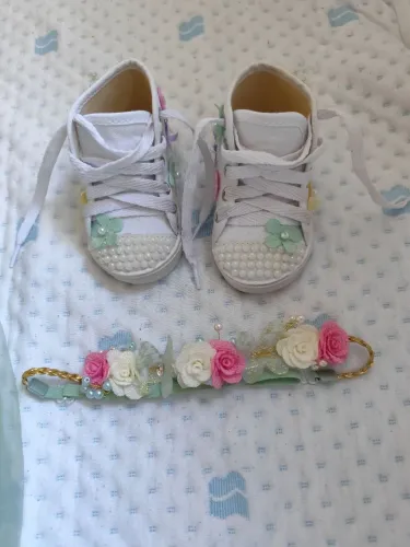 ALL star floral bebê + tiara (n° 18)