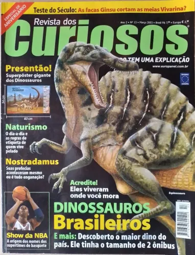 Revista Dos Curiosios Com Pôster Gigante Dinossauros Kit 