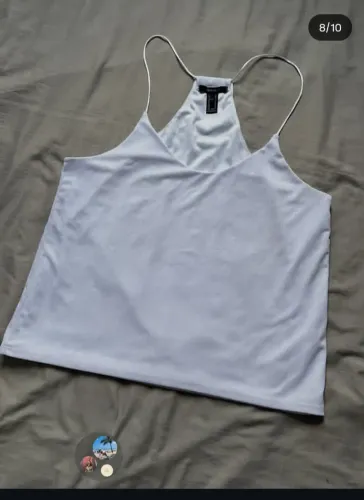 Regata Branca Forever 21 M Cropped Nadador Alça Fina Básica