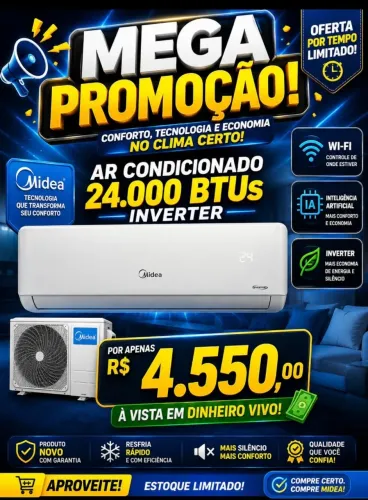 Vendo ar condicionado mideia 24000 BTUs inverter novo com wi-fi e IA 