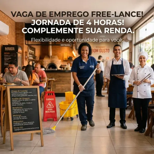 Vaga Free lance, ideal para complementar renda.