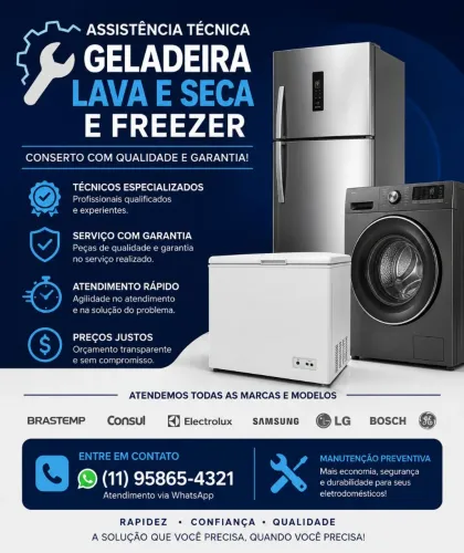 Prestamos serviços de assistência máquina lava e seca, geladeira e freezer