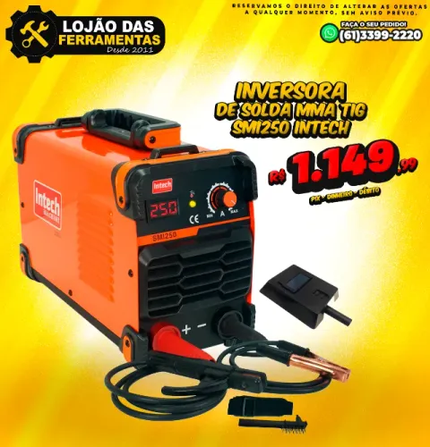 Inversora de Solda MMA Tig Smi250 Intech