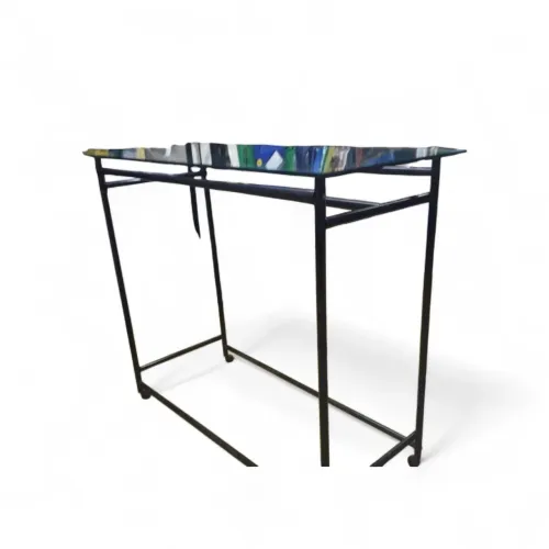 Arara com mesa de centro para loja ( vidro Blindex grosso.