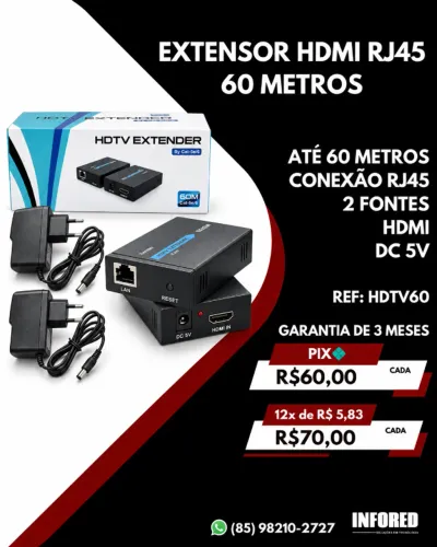 Extensor HDMI via RJ45 60 Metros