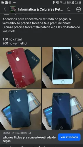 Iphones 8plus pra retirar peça/concerto