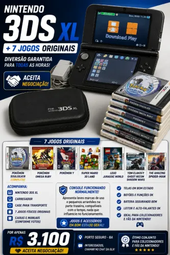 Nintendo 3DS XL + 7 Jogos