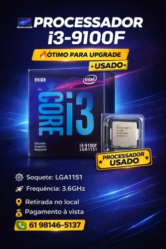 VENDO PROCESSADOR USADO I3-9100F COM AIR COOLER ORIGINAL