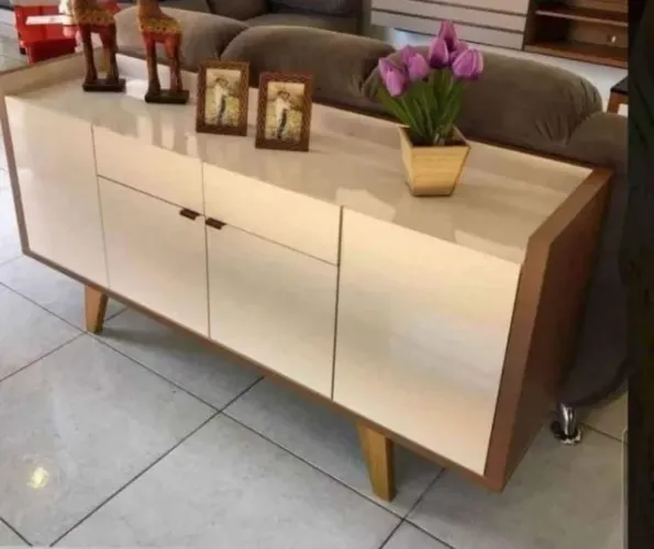Buffet Bancada 1,60m 4 Portas com Pés de Madeira Maciça (Novo) Entrega Grátis! 
