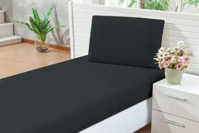 Lençol de elástico roupa de cama Preto fosco Solteiro para Berço 71x132