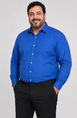Camisa Masculina, Azul Royal, Tamanho G2, Poliéster