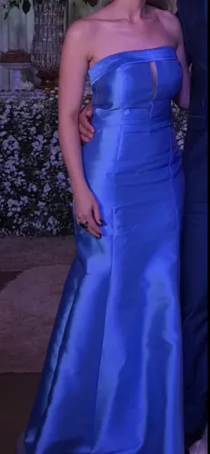 Vestido azul tiffany longo