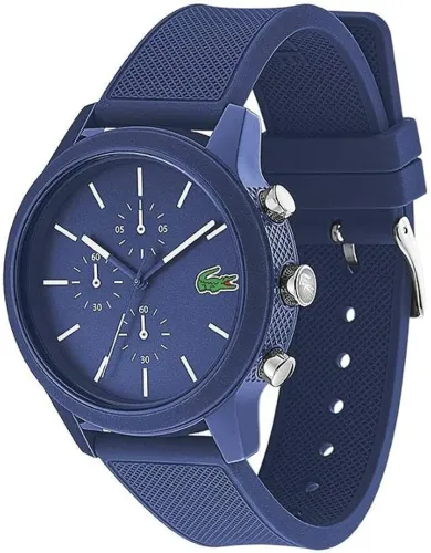 Lacoste 12.12 Chrono Relógio masculino icônico cronógrafo de quartzo, Azul/branco, 44 