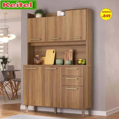 it Cozinha Compacta Luciane 6 Portas e 2 Gavetas Avelã / Avelã