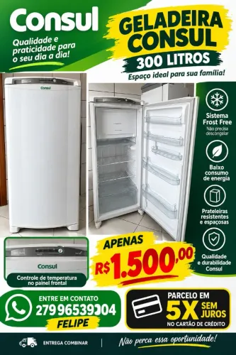 Geladeira consul 300 litros