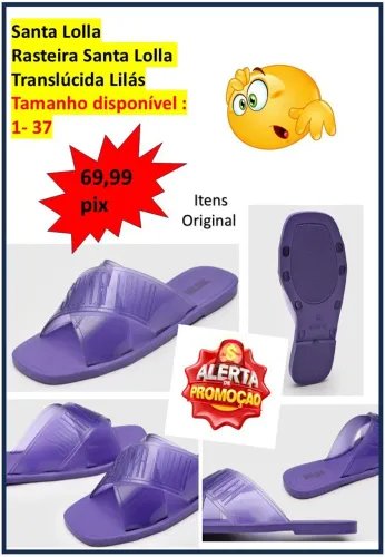 Rasteira translúcida lilás Santa lolla