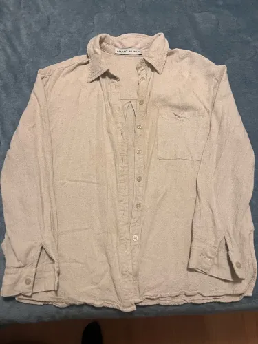 Camisa Bege Amaro Manga Longa com Bolso