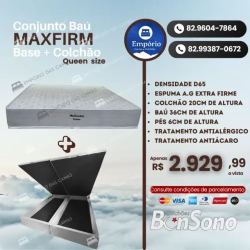 Cama Base bau e colchao bonsono molas ou espuma