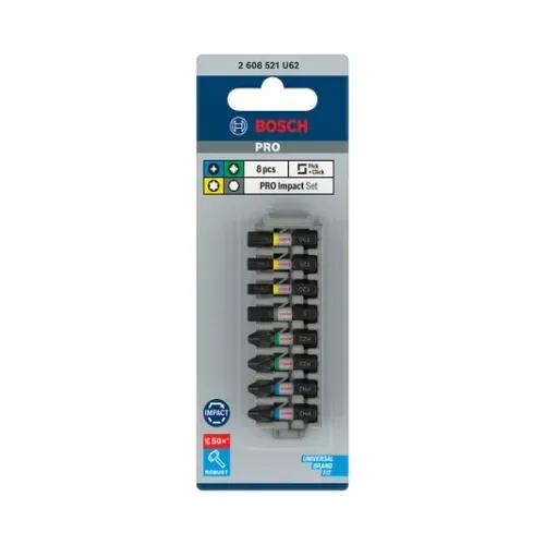 Bosch Jogo De Bits Ph/Pz/H/T De 25Mm Pro Impacto Com 8 Peças