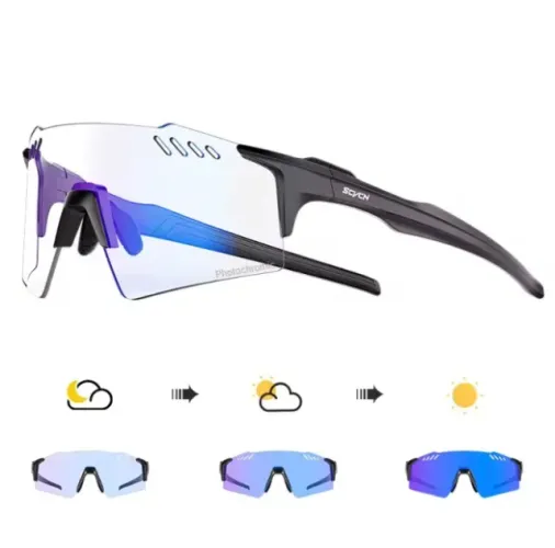 Óculos de Sol Ciclismo Esportes Corrida Fotocromático Color Azul ou vermelho