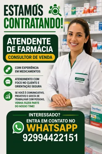 Emprego de consultor de vendas ATENCÃO com experiência de vendas de medicamentos