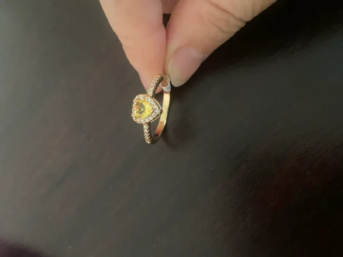 Anel dourado coração amarelo inspiração Vivara Life Swarovski Pandora