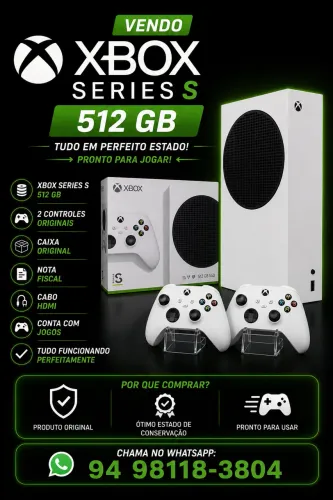 Xbox Series S 512 GB - Praticamente Novo | 2 Controles Originais | Caixa + Nota Fiscal