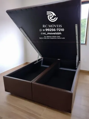 Cama box Baú Casal 1.38x1.88 Bipartido Blindado com Pistão a Gás | Pronto Para Entrega