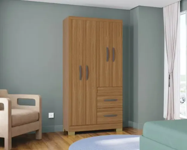 Guarda Roupa Marbela 4Pts 2Gvs Cinamomo Poquema - Entrega Rápida!