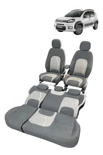 Jogo De Banco C/ Apoio De Braço Fiat Uno Way 2014 Cinza
