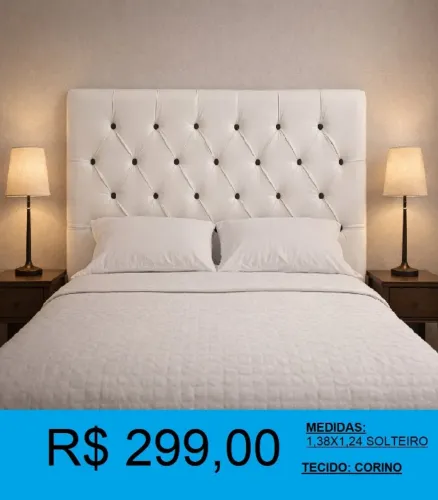 cabeceira cama solteiro estofada corino 1,38x1,24 - entrega grátis!