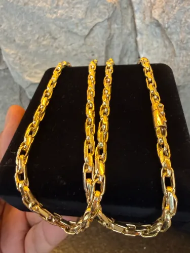 Cordão de ouro 18k elo duplo zero 
