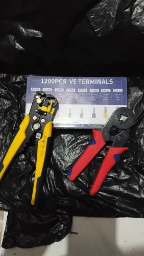 Kit Alicate Crimpador + Alicate Decapador + 1200 Terminais Elétricos