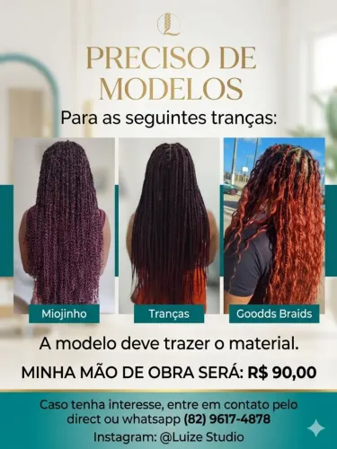 Preciso de modelos para divulgação das tranças 