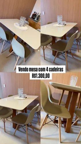 Mesa com cadeiras semi nova